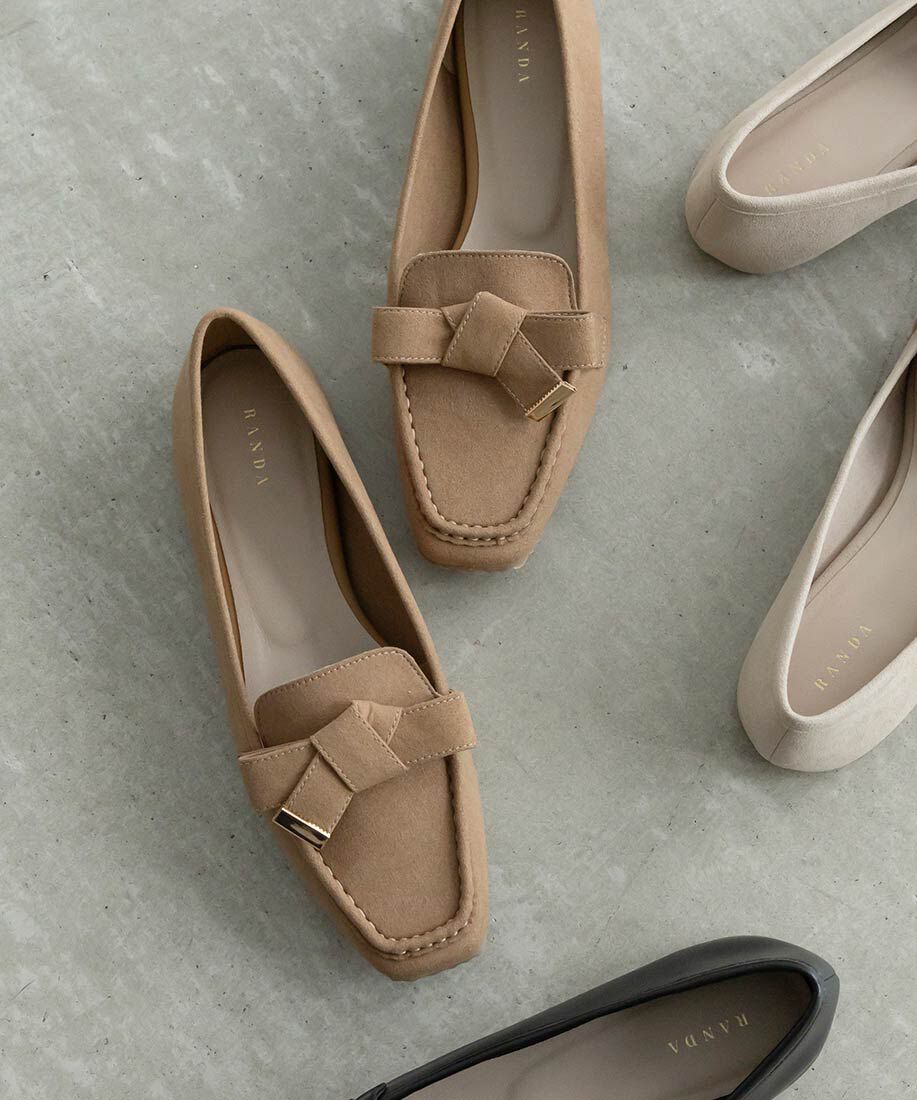  「スクエアトゥリボンモカシンシューズ」|ローファー|