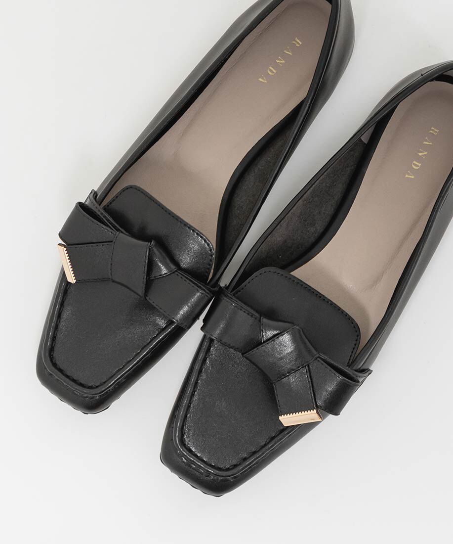  「スクエアトゥリボンモカシンシューズ」|ローファー|