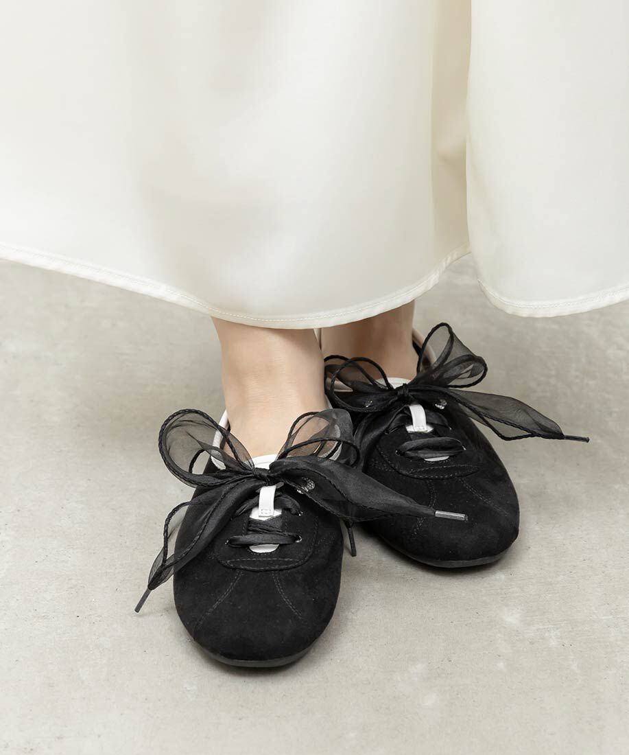  「2WAY オーガンジーリボンフラットスニーカー」|スニーカー|