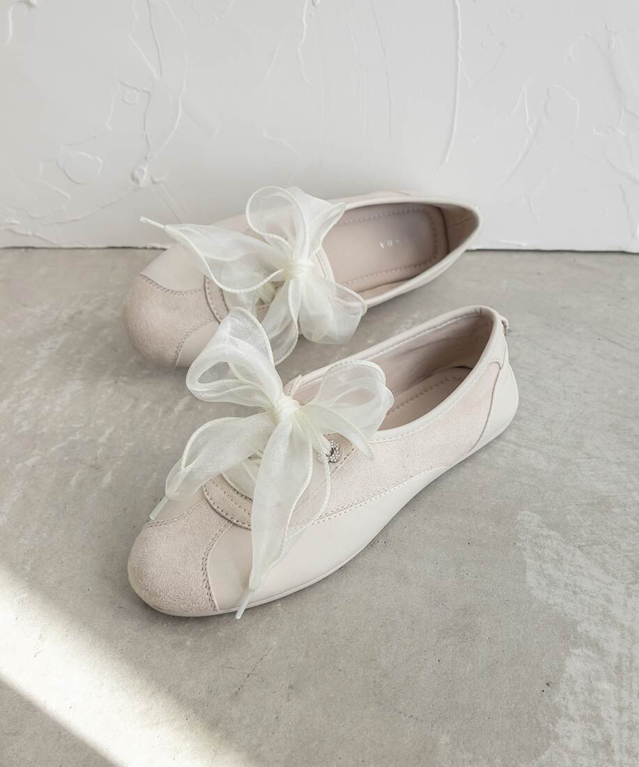  「2WAY オーガンジーリボンフラットスニーカー」|スニーカー|