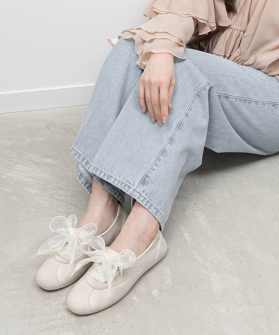  「2WAY オーガンジーリボンフラットスニーカー」|スニーカー|