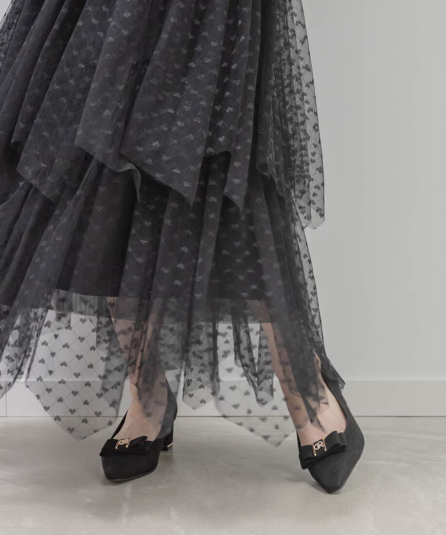  「2WAY ビジューモノグラムリボンパンプス」|パンプス|