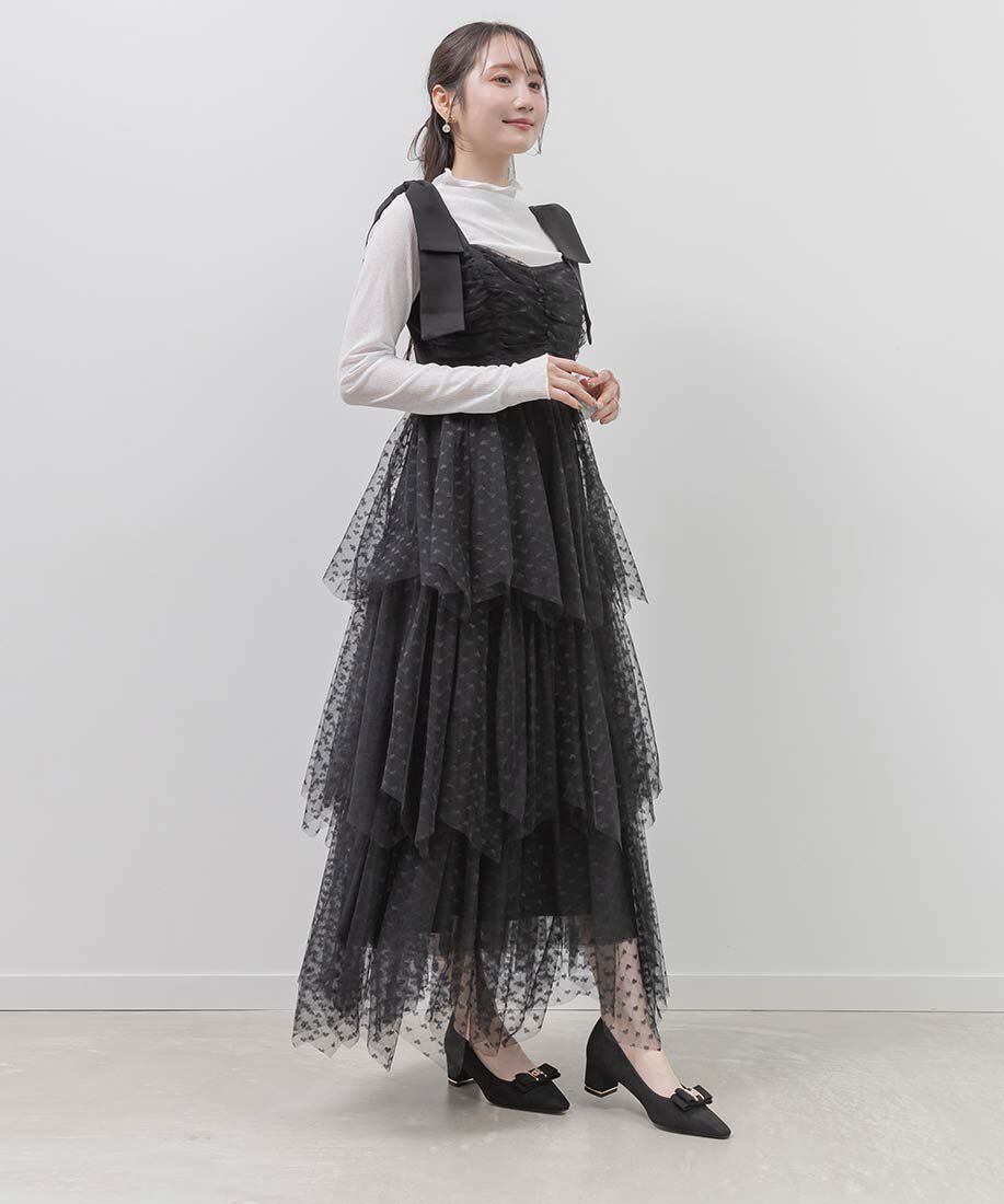  「2WAY ビジューモノグラムリボンパンプス」|パンプス|