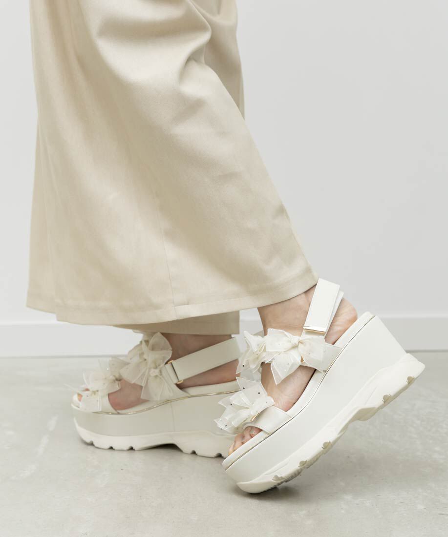  「シアーミニリボンウェッジスポーツサンダル」|サンダル|