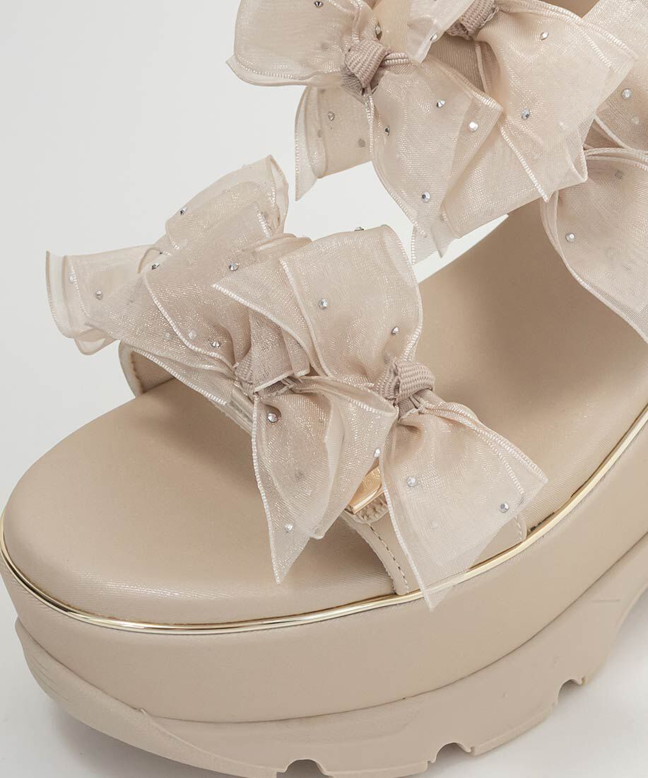  「シアーミニリボンウェッジスポーツサンダル」|サンダル|