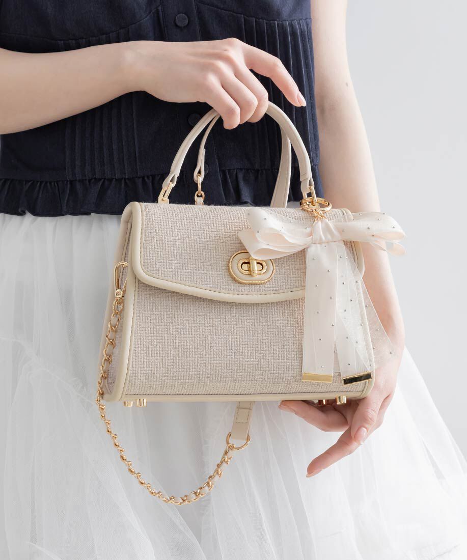  「2WAY リボンチャームハンドバッグ」|ハンドバッグ|ピンク