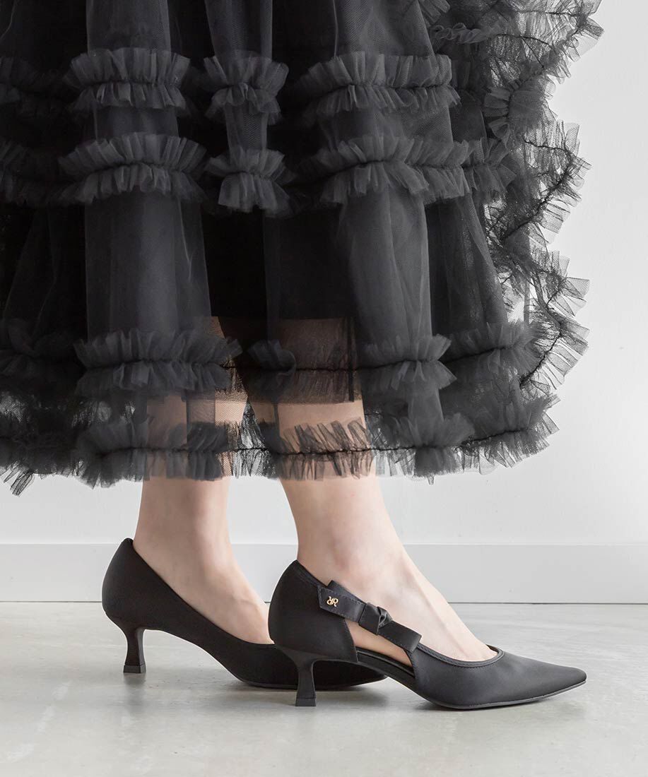  「リボンデザインサイドオープンパンプス」|パンプス|