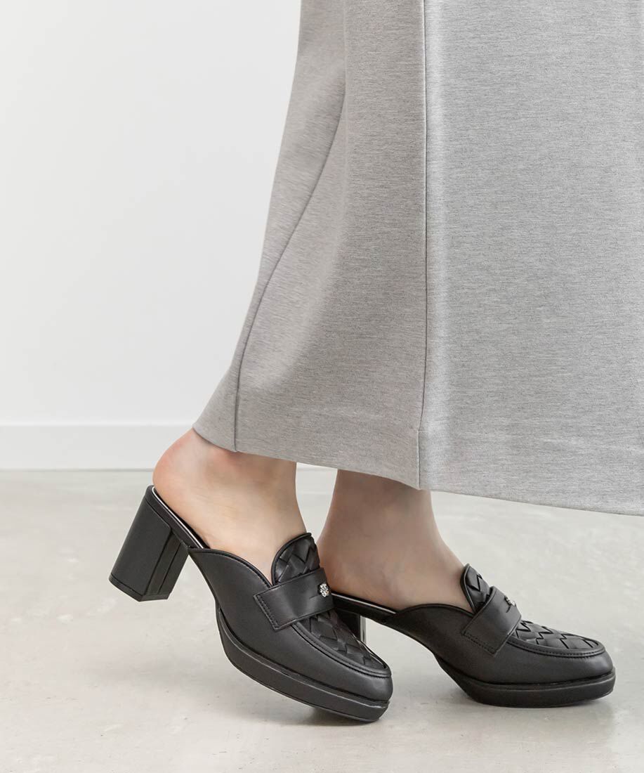  「ウーブンデザインミュールローファー」|ルームシューズ|