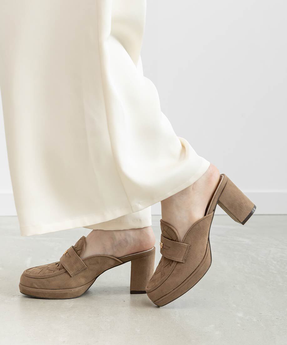  「ウーブンデザインミュールローファー」|ルームシューズ|