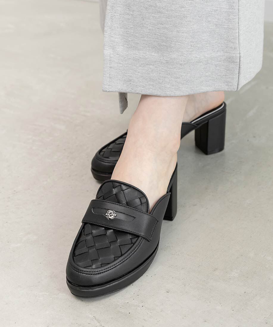  「ウーブンデザインミュールローファー」|ルームシューズ|