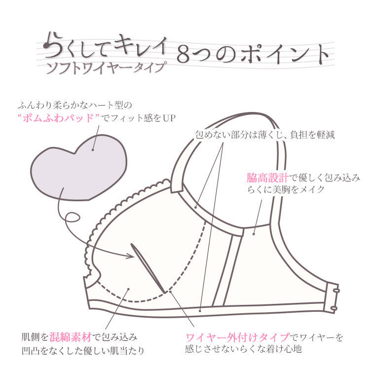 intesucre「アンテシュクレ らくしてキレイ ソフトワイヤーtype ブラジャー単品 BCDEF IBT353」|インナー|