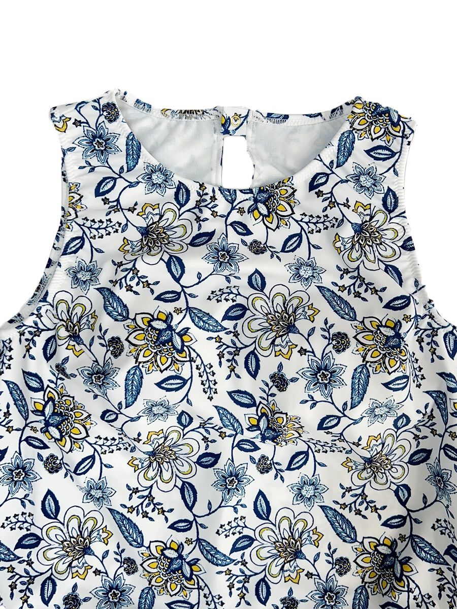 Riberce「【大人水着】更紗柄タンクオールインワン水着」|コンビネゾン|