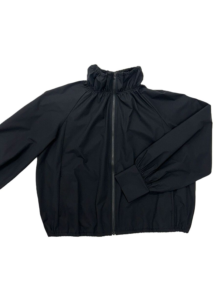 ALBOVE「UVカットスタンドネック撥水ギャザーブルゾン」|レインコート|ブラック
