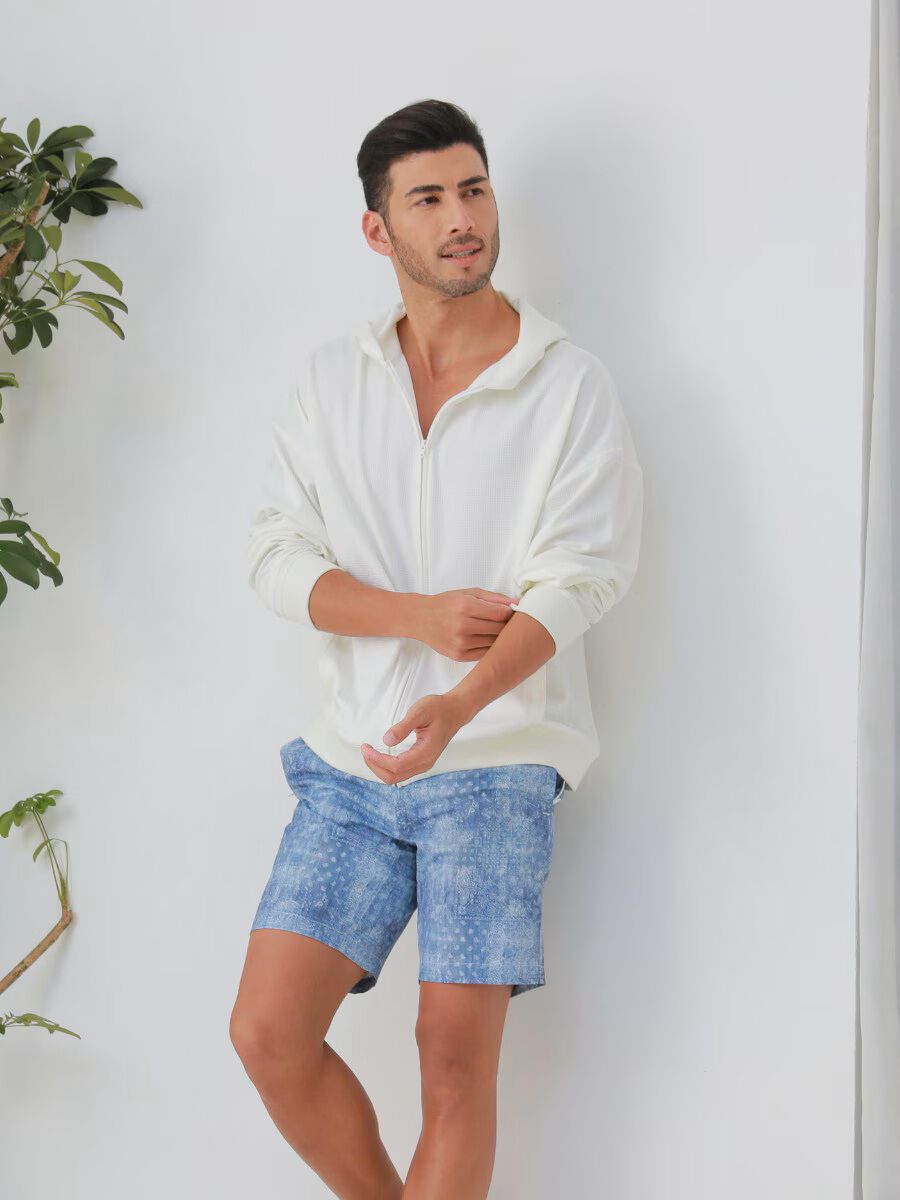 Riberce「【新作】デニムプリントレギュラー丈メンズサーフパンツ」|スポーツ|