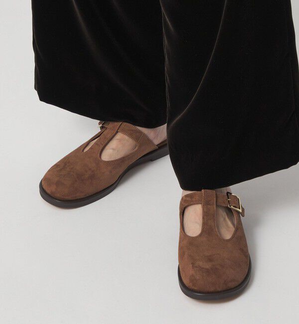 ODETTE E ODILE「オブリークTストラップミュール フラット15&uarr;」|スリッポン|