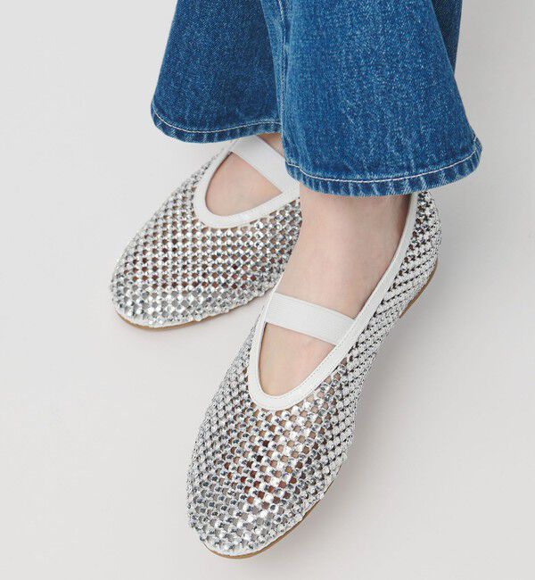 UNITED ARROWS「メッシュ ビジュー フラットシューズ」|パンプス|