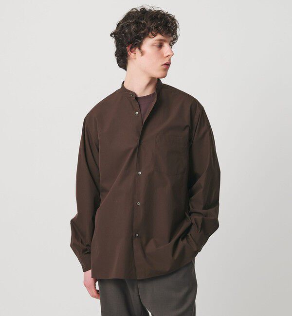 UNITED ARROWS「カリビアーナミルズ ポプリン バンドカラーシャツ」|シャツ・ブラウス|DK.BROWN