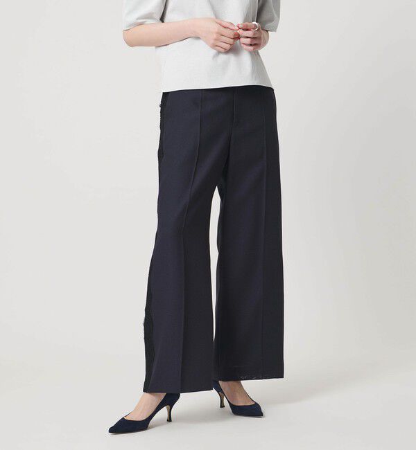 UNITED ARROWS「レース コンビ ストレートパンツ」|スラックス|