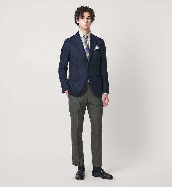 UNITED ARROWS「ピンヘッド トロピカル サイドエクステンド ノープリーツ スラックス COMFORT EASY‐MODEL ウォッシャブル 」|スラックス|