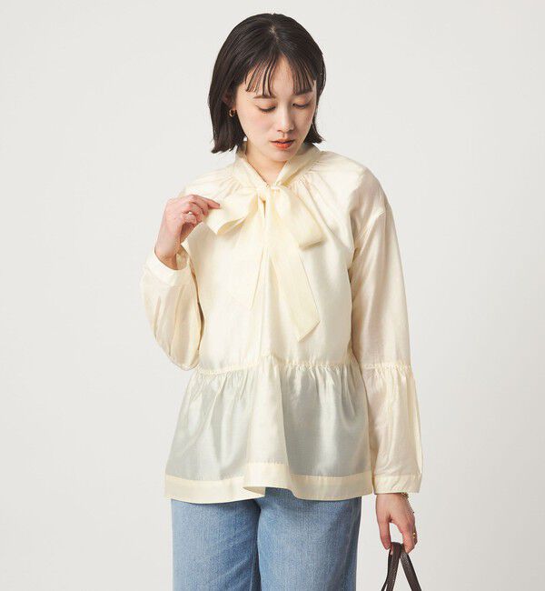 UNITED ARROWS green label relaxing「【別注】＜dahl'ia＞シアー ボウタイ ブラウス」|シャツ・ブラウス|OFF WHITE