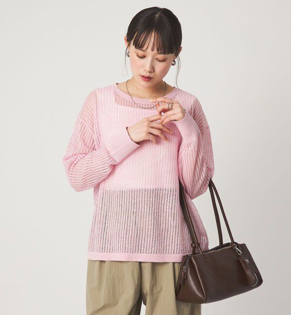 UNITED ARROWS green label relaxing「フレンチリネン メッシュ プルオーバー ニット」|ニット・セーター|PINK