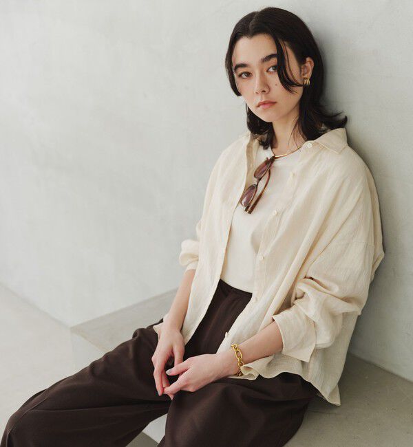 UNITED ARROWS green label relaxing「【結論シリーズ】リネンバランスシャツ［size SHORTあり］」|シャツ・ブラウス|NATURAL