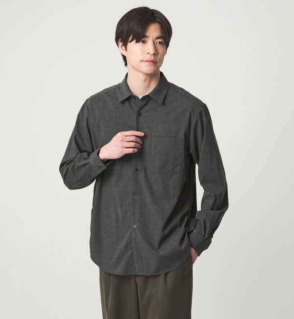 UNITED ARROWS green label relaxing「【WEB限定】JUST fit ウールライク シャツ -横ストレッチ-」|シャツ・ブラウス|
