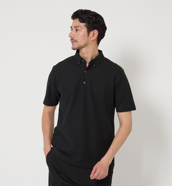 BEAUTY&YOUTH UNITED ARROWS「【WEB限定 WARDROBE SMART】ステイ クリーン ピケ BD ポロシャツ【抗菌・防臭】」|ポロシャツ|BLACK