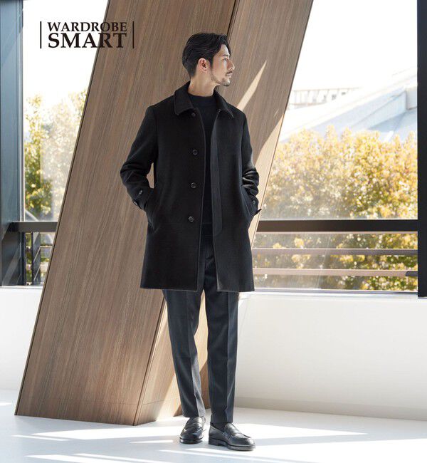 BEAUTY&YOUTH UNITED ARROWS「【WEB限定 WARDROBE SMART】PE メルトン バルカラーコート」|ステンカラーコート|BLACK