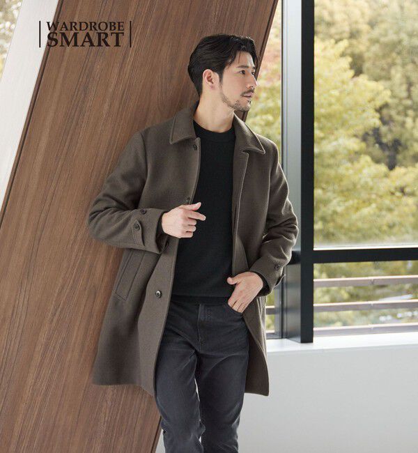 BEAUTY&YOUTH UNITED ARROWS「【WEB限定 WARDROBE SMART】PE メルトン バルカラーコート」|ステンカラーコート|DK.BROWN