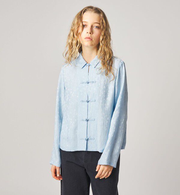 STEVEN ALAN「＜Steven Alan＞フラワー ジャガード チャイナモチーフボタン シャツ」|シャツ・ブラウス|LT.BLUE