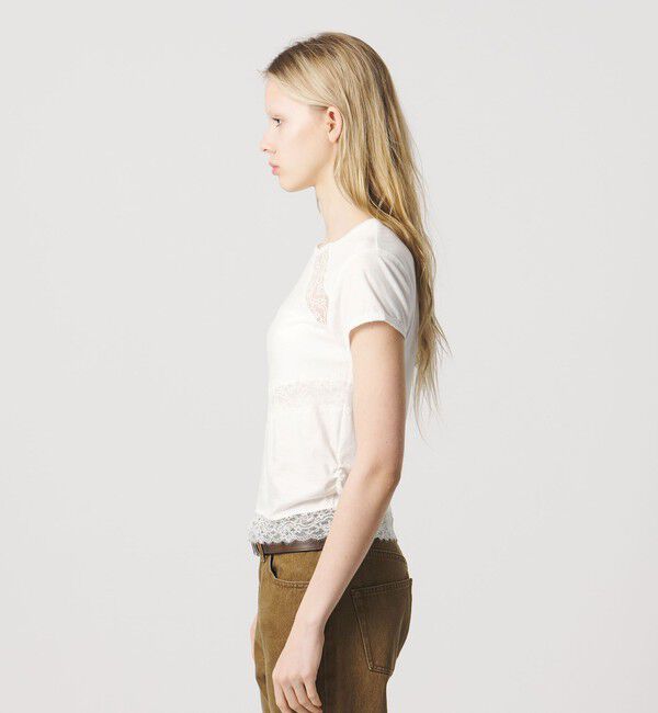 ATTISESSION「＜ATTISESSION＞レース ドッキング Tシャツ」|Tシャツ・カットソー|