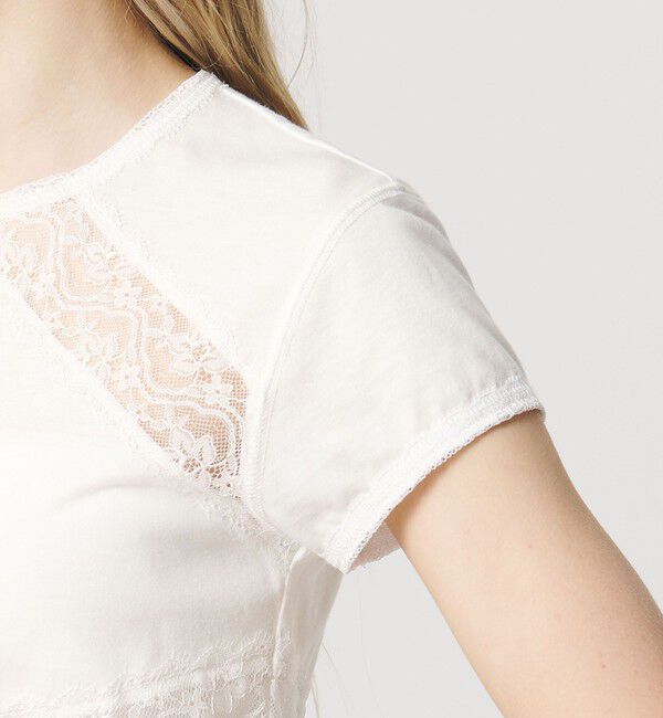 ATTISESSION「＜ATTISESSION＞レース ドッキング Tシャツ」|Tシャツ・カットソー|