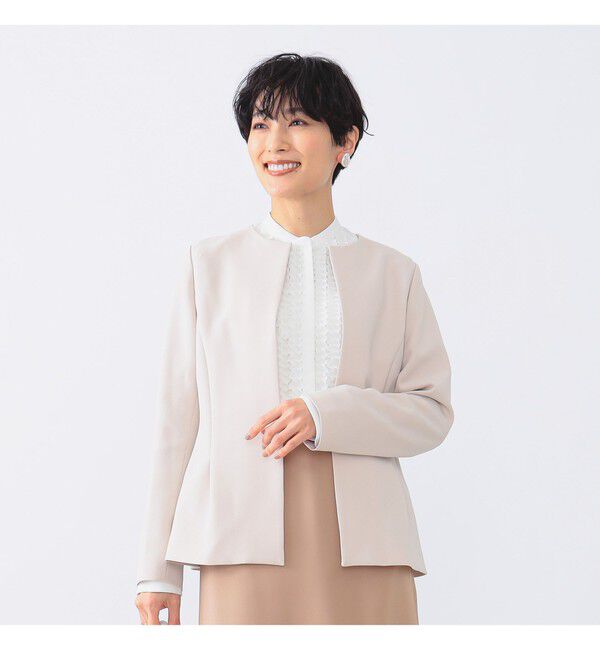 Demi-Luxe BEAMS 「トリアセ ペプラムジャケット＊」|ノーカラージャケット|