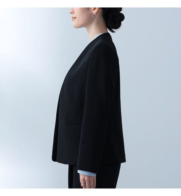 Demi-Luxe BEAMS 「トリアセ カラーレスジャケット＊」|ノーカラージャケット|
