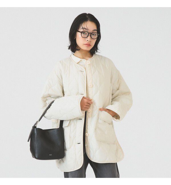 Ray BEAMS 「キルティング ノーカラー ブルゾン」|ブルゾン・スタジャン|OFF WHITE