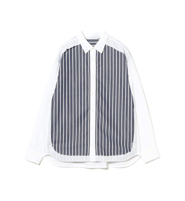 BEAMSBOY「maturely / ストライプ アンド ソリッド カットオフ ロングスリーブ シャツ」|シャツ・ブラウス|