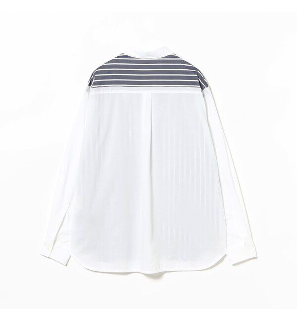 BEAMSBOY「maturely / ストライプ アンド ソリッド カットオフ ロングスリーブ シャツ」|シャツ・ブラウス|