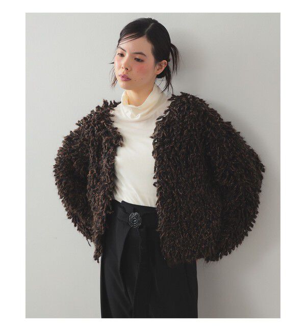 Ray BEAMS 「ミックス ループ編み ニット ジャケット」|ニット・セーター|BROWN