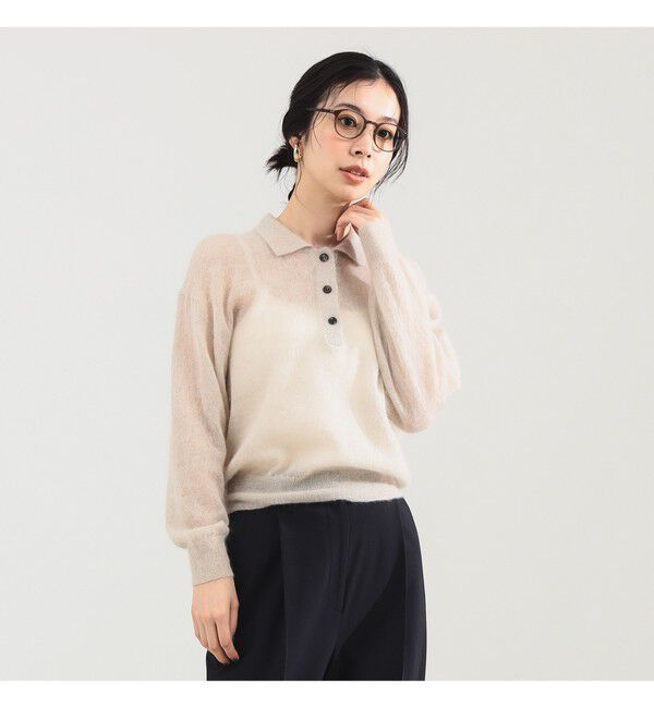 Demi-Luxe BEAMS 「【別注】BATONER / シアー モヘヤ ポロニット」|ニット・セーター|別注PEARL_BEIGE