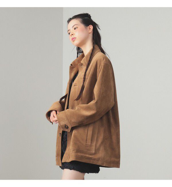 Ray BEAMS 「フェイク スエード ハーフ コート」|ダッフルコート|