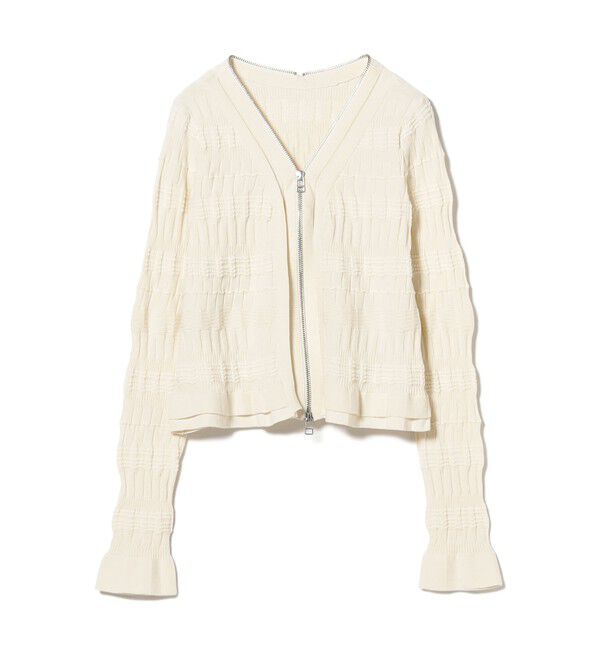 Ray BEAMS 「シャーリング ジップ Vネック カーディガン」|カーディガン|