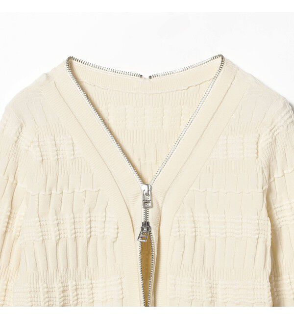 Ray BEAMS 「シャーリング ジップ Vネック カーディガン」|カーディガン|