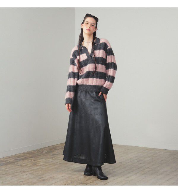 Ray BEAMS 「フェイクレザー パンチング スカート」|スカート|