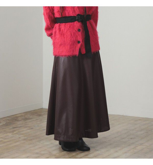 Ray BEAMS 「フェイクレザー パンチング スカート」|スカート|BROWN