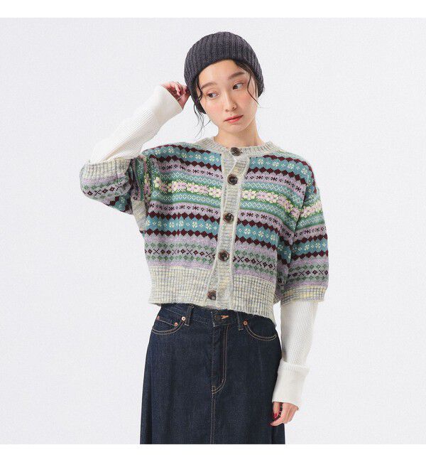 BEAMSBOY「フェアアイル 5分袖 カーディガン」|ベスト・ジレ|GREY