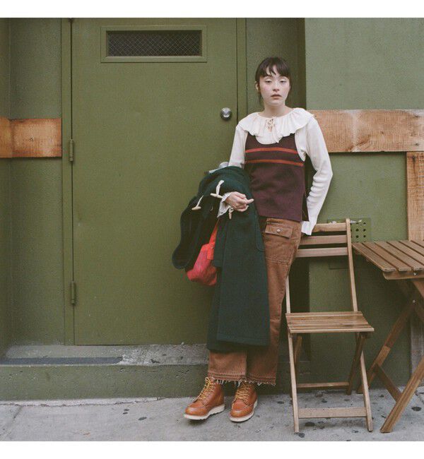 BEAMSBOY「リブ フリル ギャザー ロングスリーブ」|Tシャツ・カットソー|