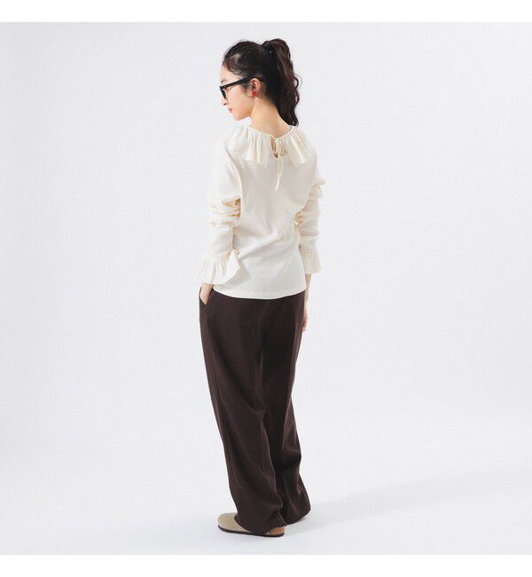 BEAMSBOY「リブ フリル ギャザー ロングスリーブ」|Tシャツ・カットソー|