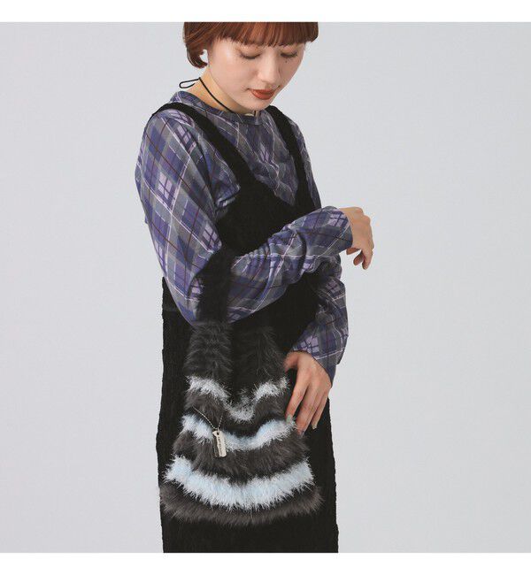 Ray BEAMS 「シャギー ボーダー ニット バッグ」|ハンドバッグ|