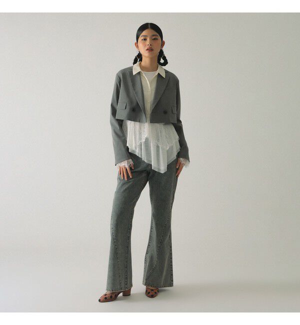 Ray BEAMS 「レース キリカエ フレア スリーブ シャツ」|シャツ・ブラウス|